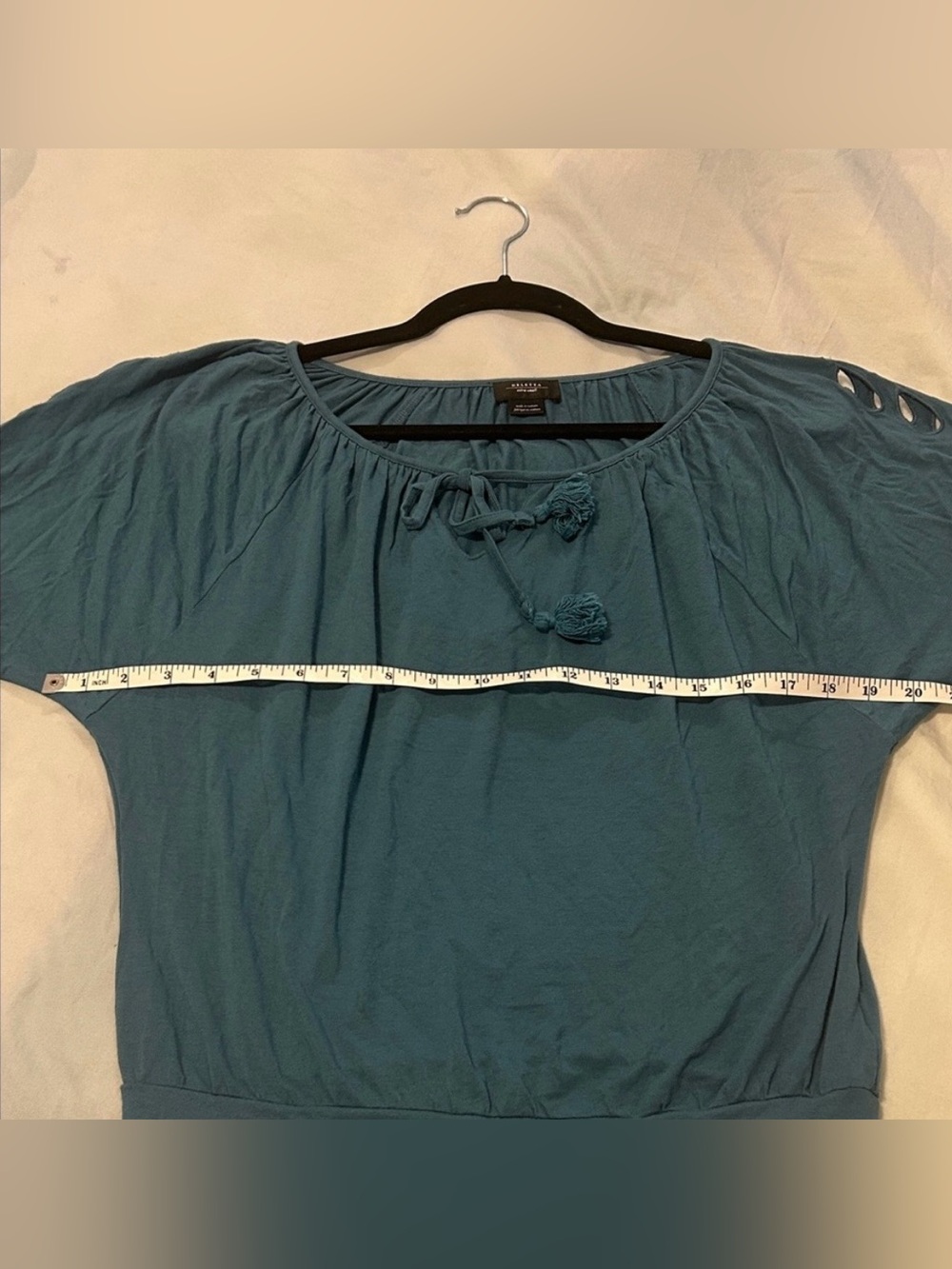 Anthropologie Deletta Cutout Sleeve Top XS Teal - Picture 5 of 8